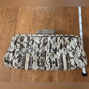 Dune London Snake-Embossed Clutch in Cream and Brown